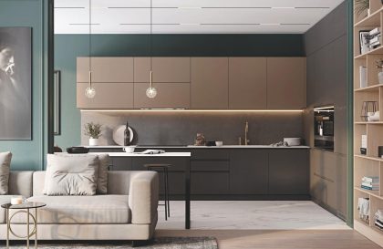 Современная кухня со шпонированными фасадами «НОРД»