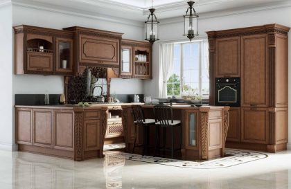 Кухня Мадейра с фасадами из массива ясеня в классическом стиле