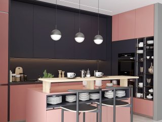 Кухня МДФ эмаль Фуксия