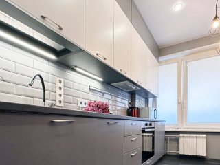 Серо-белая кухня из МДФ Альва фото