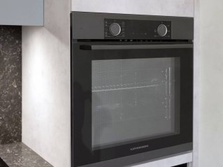 Голубая кухня МДФ под потолок с GOLA-профилем Россо